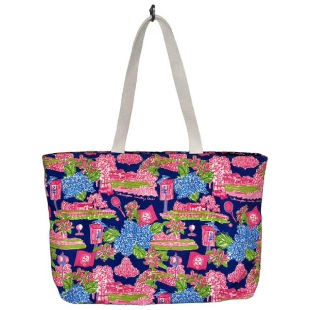 Kaeli Smith Canvas Tote Bag - Wilmington Country Club - Blue/Pink - 22x15” - Picture 2 of 10